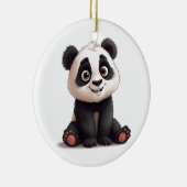 Zittende pandabeer cartoon illustratie artwork keramisch ornament (Rechts)