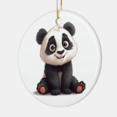Zittende pandabeer cartoon illustratie artwork keramisch ornament (Links)