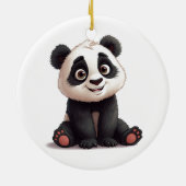 Zittende pandabeer cartoon illustratie artwork keramisch ornament (Achterkant)