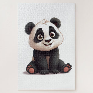 Zittende pandabeer cartoon illustratie artwork legpuzzel