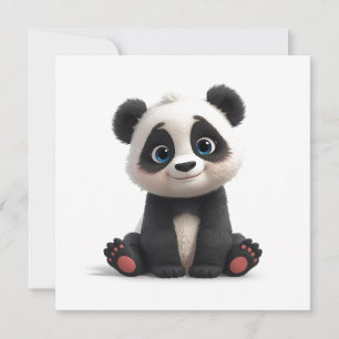 Zittende pandabeer cartoon illustratie kunst feestdagenkaart