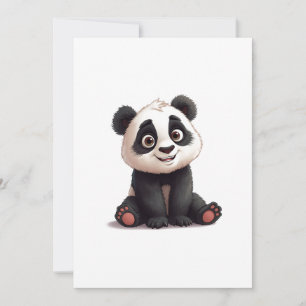 Zittende pandabeer Cartoon Illustratie Kunstwerk Feestdagenkaart