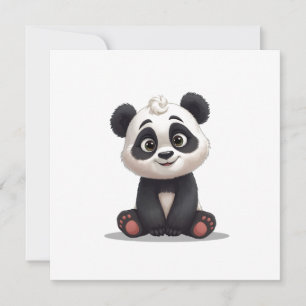 Zittende pandabeer Cartoon Illustratie Kunstwerk Feestdagenkaart