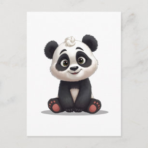 Zittende pandabeer Cartoon Illustratie Kunstwerk Feestdagenkaart