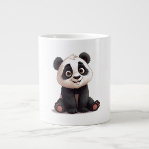 Zittende pandabeer Cartoon Illustratie Kunstwerk Grote Koffiekop