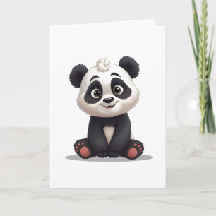 Zittende pandabeer Cartoon Illustratie Kunstwerk Kaart
