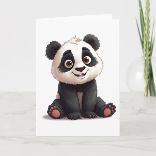 Zittende pandabeer Cartoon Illustratie Kunstwerk Kaart (Voorkant)