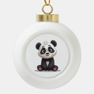 Zittende pandabeer Cartoon Illustratie Kunstwerk Keramische Bal Ornament