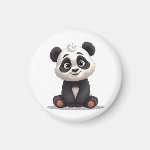 Zittende pandabeer cartoon illustratie kunstwerk magneet
