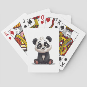 Zittende pandabeer Cartoon Illustratie Kunstwerk Pokerkaarten
