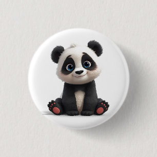 Zittende pandabeer Cartoon Illustratie Kunstwerk Ronde Button 3,2 Cm