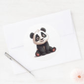 Zittende pandabeer Cartoon Illustratie Kunstwerk Ronde Sticker (Envelop)