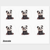 Zittende pandabeer Cartoon Illustratie Kunstwerk Ronde Sticker (Vel)