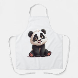 Zittende pandabeer Cartoon Illustratie Kunstwerk Schort