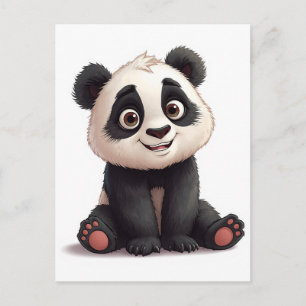 Zittende pandabeer cartoonillustratie kunstwerk briefkaart