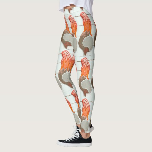 zittende roodharige zeemeermin leggings (Links)