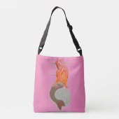 Zittende roodharige zeemeermin roze crossbody tas (Achterkant)