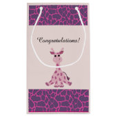 Zittende Roze Whimsical Giraffe Klein Cadeauzakje (Achterkant)