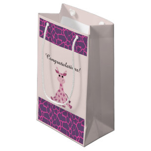 Zittende Roze Whimsical Giraffe Klein Cadeauzakje