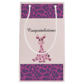 Zittende Roze Whimsical Giraffe Klein Cadeauzakje (Voorkant)
