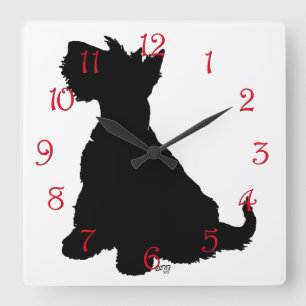 Zittende Scottie Dog Vierkante Klok