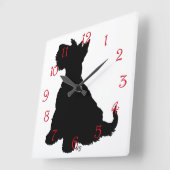 Zittende Scottie Dog Vierkante Klok (Hoek)