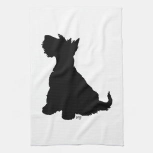 Zittende Scottie-hond Theedoek