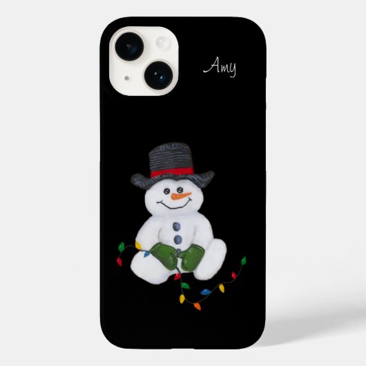 Zittende Sneeuwman Case-Mate iPhone Case (Achterkant)