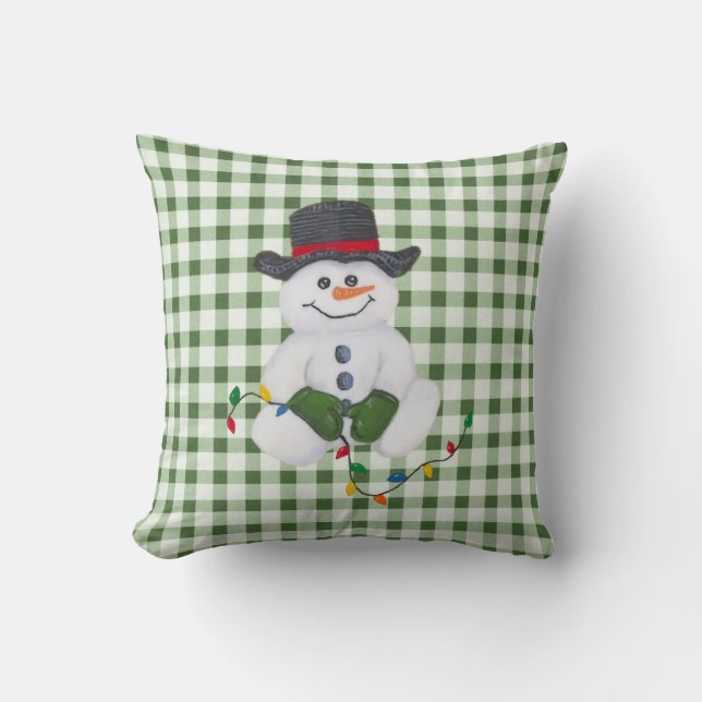 Zittende Sneeuwman Kussen (Voorkant)