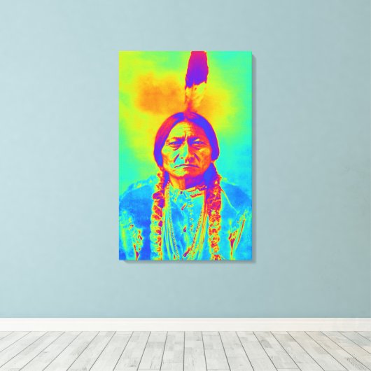 Zittende Stier Canvas Afdruk (Insitu (Houten vloer))