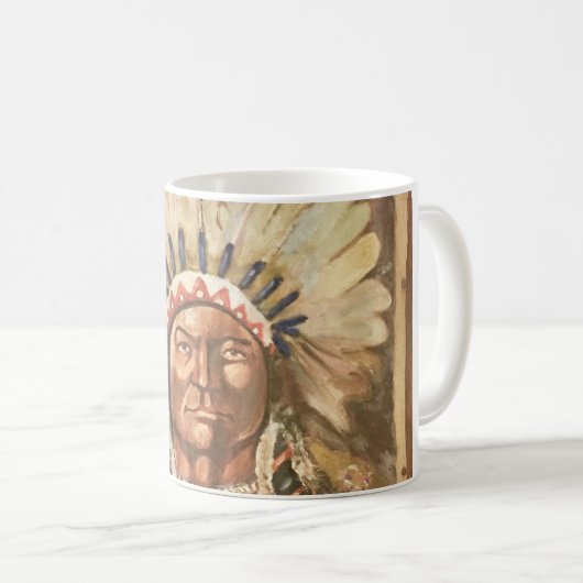 Zittende Stier Indiaans Hoofd Koffiemok (Voorkant rechts)