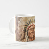 Zittende Stier Indiaans Hoofd Koffiemok (Voorkant links)