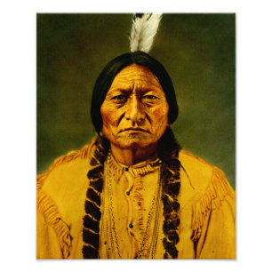 Zittende Stier Inheemse Lakota Sioux Hoopdman Port Foto Afdruk