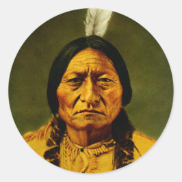 Zittende Stier Native American Indiaans Hoofd Ronde Sticker