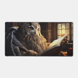 Zittende uil die een boek leest bureaumat