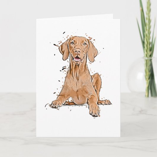 Zittende Vizsla Cartoon Kaart (Voorkant)
