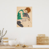 Zittende Vrouw met Gebogen Knie door Egon Schiele Poster (Keuken)