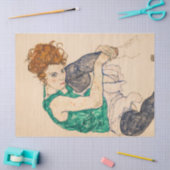 Zittende Vrouw met Gebogen Knie door Egon Schiele Tissuepapier (Craft)