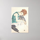 Zittende vrouw met hoofd op knie canvas afdruk (Voorkant)