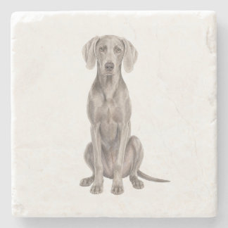 Zittende Weimaraner natuurstenen onderzetter