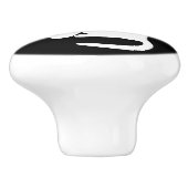 Zittende witte kat naar links keramische knop (Zijkant)