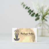 Zittende Yoga Pose | Gouden Waterverf geborsteld Visitekaartje (Staand voorkant)