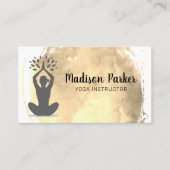 Zittende Yoga Pose | Gouden Waterverf geborsteld Visitekaartje (Voorkant)