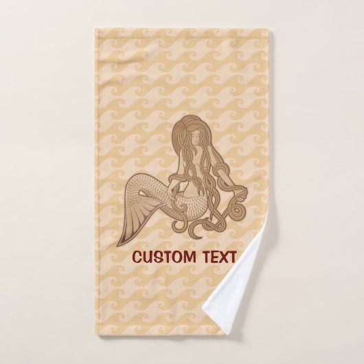 Zittende zeemeermin Beige Bad Handdoek (Handdoek)