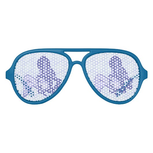 Zittende zeemeermin Blauw Aviator Zonnebril (Voorkant)