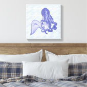 Zittende Zeemeermin Blauw Canvas Afdruk (Insitu (Slaapkamer))