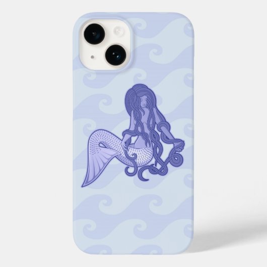 Zittende Zeemeermin Blauw Case-Mate iPhone Case (Achterkant)