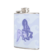 Zittende Zeemeermin Blauw Heupfles (Links)