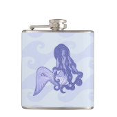 Zittende Zeemeermin Blauw Heupfles (Voorkant)