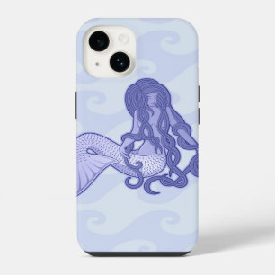 Zittende Zeemeermin Blauw iPhone 14 Hoesje
